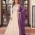 Off white color cosmos jacquard embroidered partywear gown with dupatta