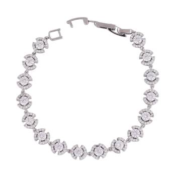Modish round shape studded cz silver plated free size charm bracelet for women 2