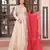 Off white color cosmos jacquard embroidered partywear gown with dupatta