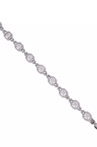 Excellent square shape silver plated free size charm bracelet for women