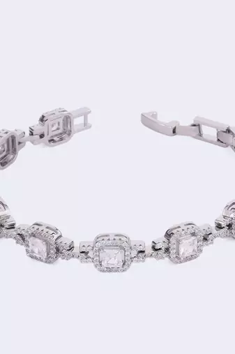 Excellent square shape silver plated free size charm bracelet for women