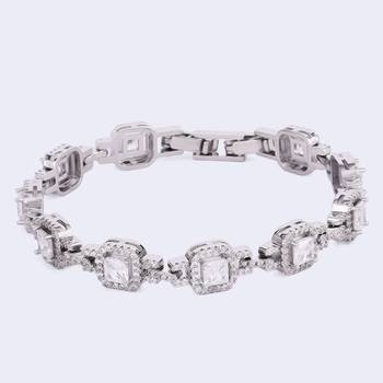 Excellent square shape silver plated free size charm bracelet for women 4