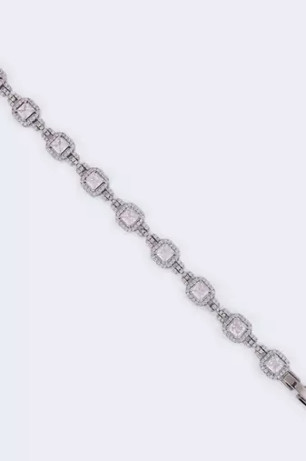 Excellent square shape silver plated free size charm bracelet for women