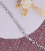 Exotic round shape silver plated free size charm bracelet for women