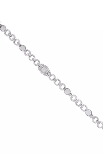 Exotic round shape silver plated free size charm bracelet for women