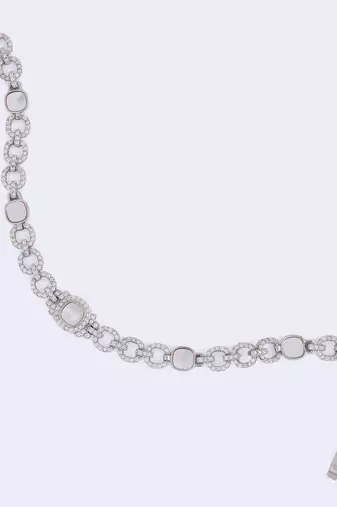 Exotic round shape silver plated free size charm bracelet for women