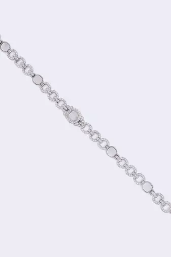 Exotic round shape silver plated free size charm bracelet for women