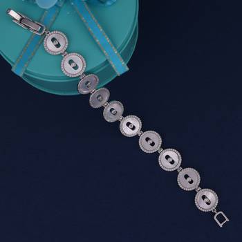 Inspired square shape silver plated free size charm bracelet for women 1