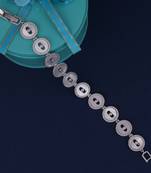 Inspired square shape silver plated free size charm bracelet for women