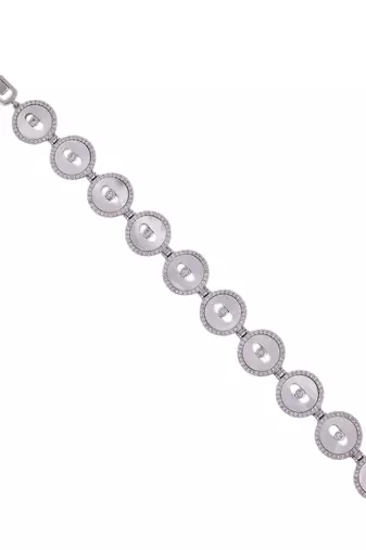 Inspired square shape silver plated free size charm bracelet for women