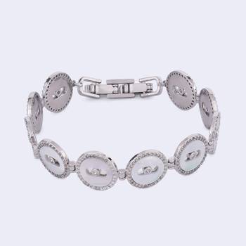 Inspired square shape silver plated free size charm bracelet for women 4