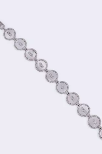 Inspired square shape silver plated free size charm bracelet for women