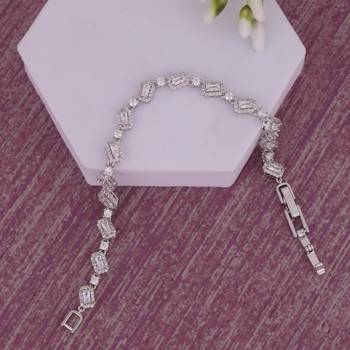 Elegant square shape silver plated free size charm bracelet for women 1
