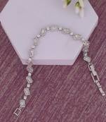 Elegant square shape silver plated free size charm bracelet for women