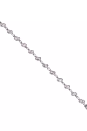 Elegant square shape silver plated free size charm bracelet for women