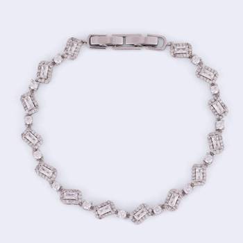 Elegant square shape silver plated free size charm bracelet for women 3