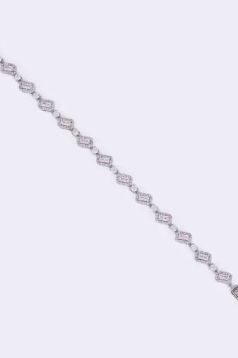 Elegant square shape silver plated free size charm bracelet for women