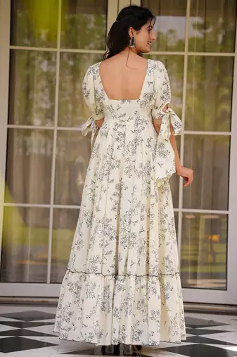Cream color beautiful partywear attire for trendy looks