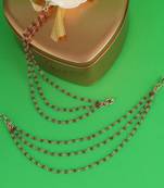 Lovely 3 string long chain red bead gold plated set of 2 ear-chain(kaanchain) for women