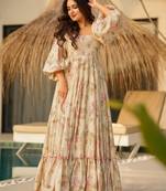 Cream color beautiful partywear attire for trendy girlie looks