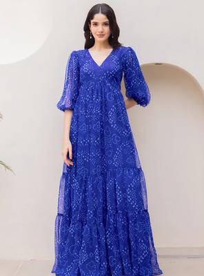 Blue color faux georgett beautiful partywear ceremonial gown 1