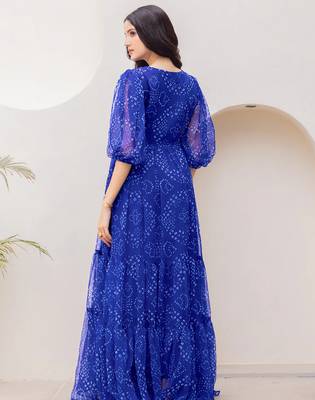 Blue color faux georgett beautiful partywear ceremonial gown 2