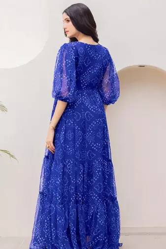 Blue color faux georgett beautiful partywear ceremonial gown