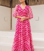 Pink color faux georgett beautiful girlie partywear ceremonial gown