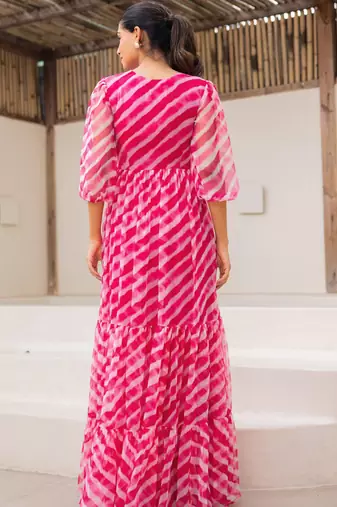 Pink color faux georgett beautiful partywear ceremonial gown