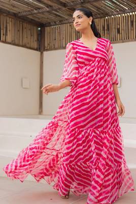 Pink color faux georgett beautiful partywear ceremonial gown 3