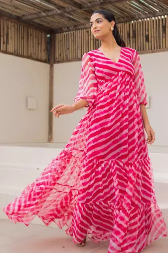 Pink color faux georgett beautiful partywear ceremonial gown