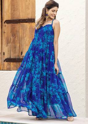 Blue color faux georgett beautiful partywear ceremonial gown 1