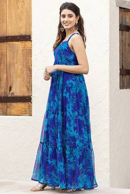 Blue color faux georgett beautiful partywear ceremonial gown 3