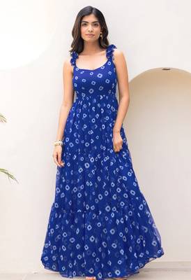 Blue color faux georgett beautiful partywear ceremonial gown 1