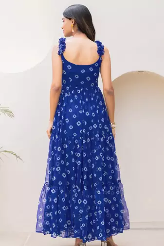 Blue color faux georgett beautiful partywear ceremonial gown