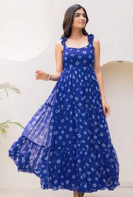 Blue color faux georgett beautiful partywear ceremonial gown 3
