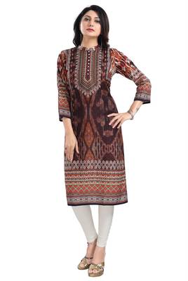 Brown color muslin digital printed formal kurta 1
