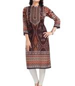 Brown color muslin fabric digital printed formal kurta