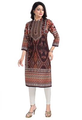 Brown color muslin digital printed formal kurta 3
