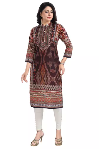 Brown color muslin digital printed formal kurta