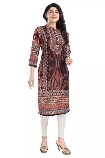 Brown color muslin digital printed formal kurta