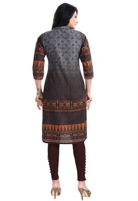 Grey color cotton slub digital printed formal kurta 2