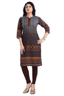 Grey color cotton slub digital printed formal kurta 4