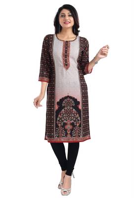 Black color cotton slub digital printed formal kurta 1