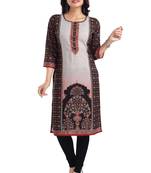 Black color cotton slub fabric digital printed formal kurta