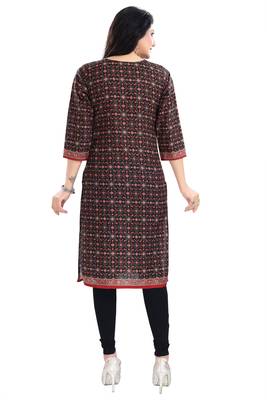 Black color cotton slub digital printed formal kurta 2
