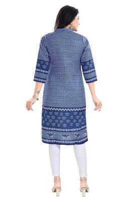 Blue color cotton slub digital printed formal kurta 2