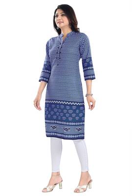 Blue color cotton slub digital printed formal kurta 3