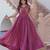 Onion color silver crunchy fabric designer embroidered gown with koti
