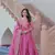 Pink color gold crush fabric embroidery wedding wear gown with dupatta